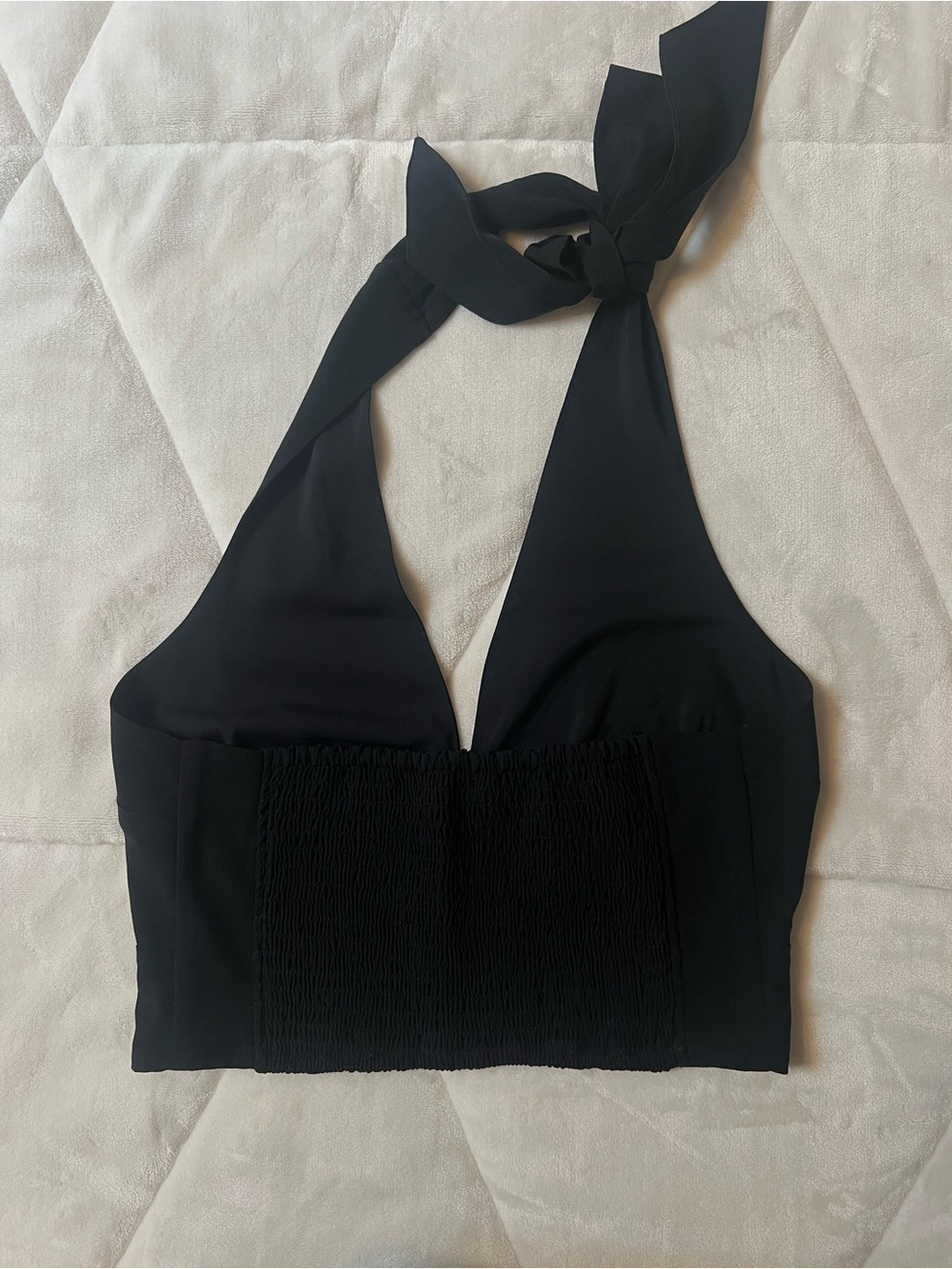 Abercrombie & Fitch Black Smocked Tie Halter Top